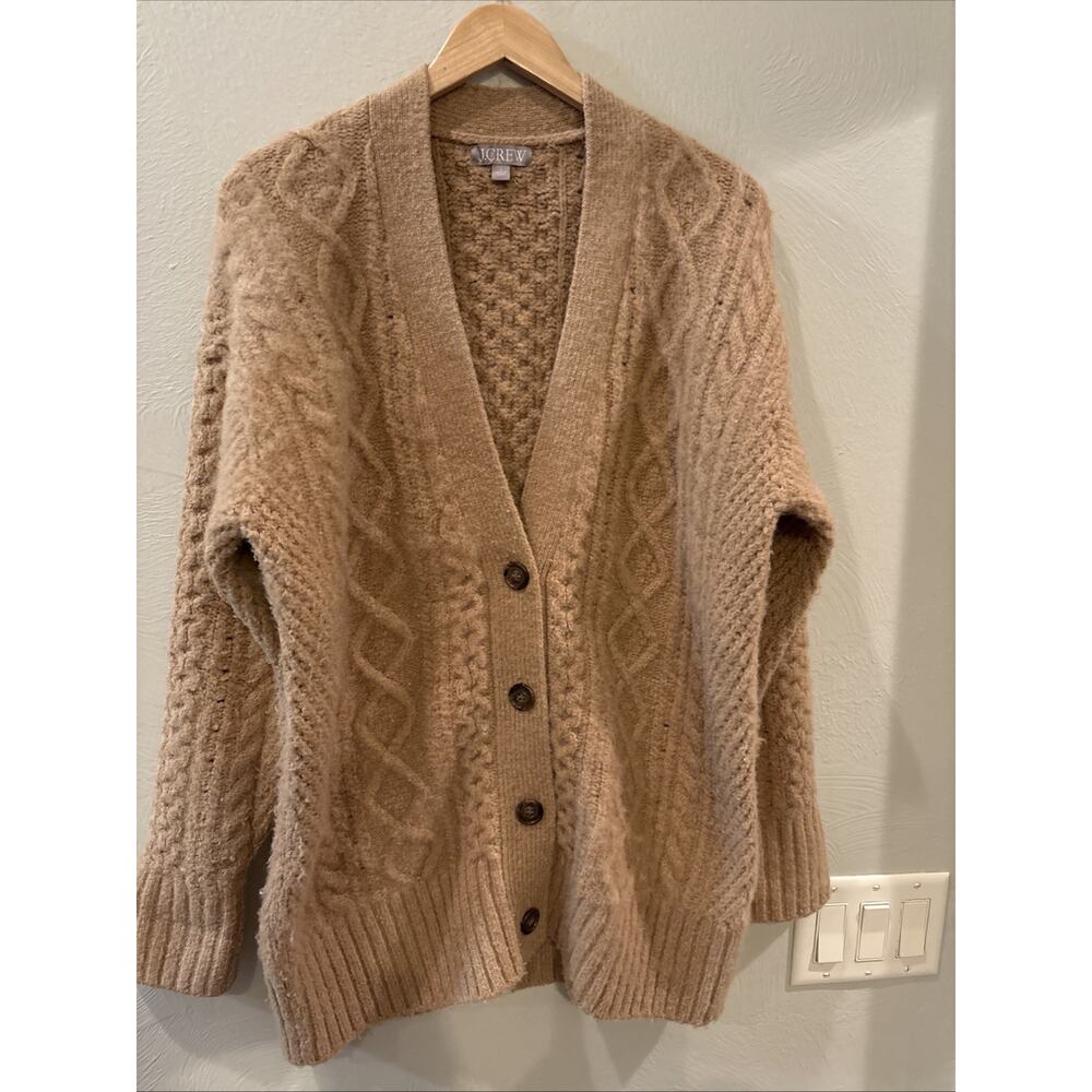 Womens‎ J CREW Oversized Merino Wool Blend Cable Cardigan Sz Small Retail $179.
